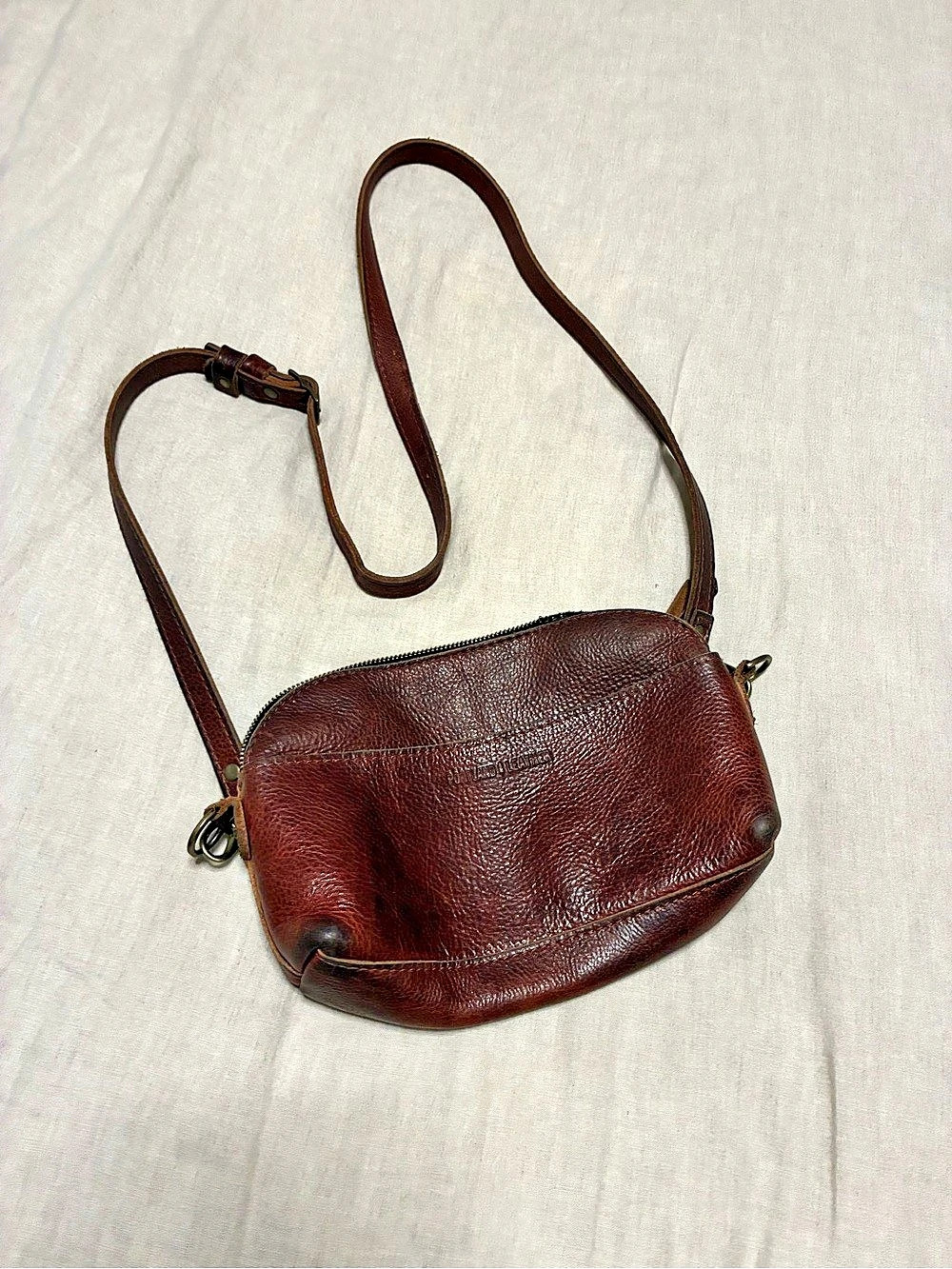 Portland Leather Goods Large Camera Bag Purse Brown Leather Crossbody